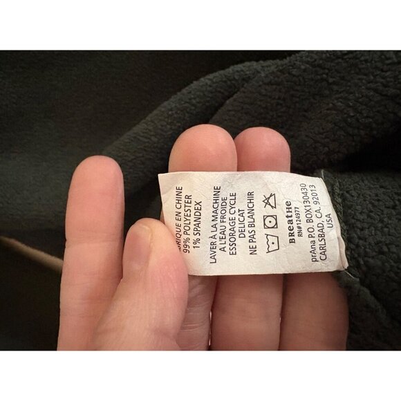 Prana Cozy V-Neck Fleece Sweater in Hunter Green Size Small Hiking Outside - Picture 13 of 13